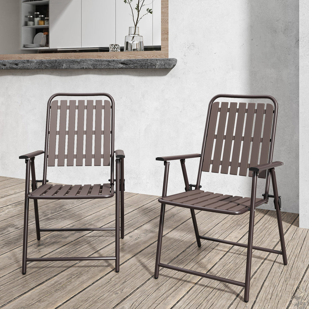3-Piece Foldable Patio Furniture Set with 2 Metal Chairs and Tempered