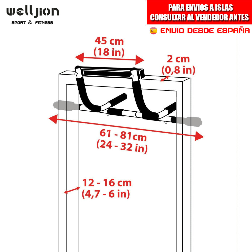 DOMINATED BAR FOR DOOR, GYM, PULL UP, GRIP PULL, IRON, SHIPPING FROM