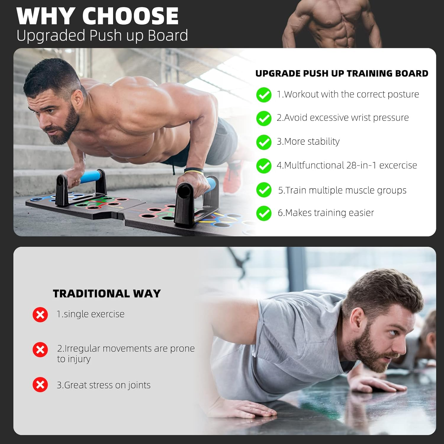 28 in 1 Push Up Rack Board System Fitness Workout Train Home Gym