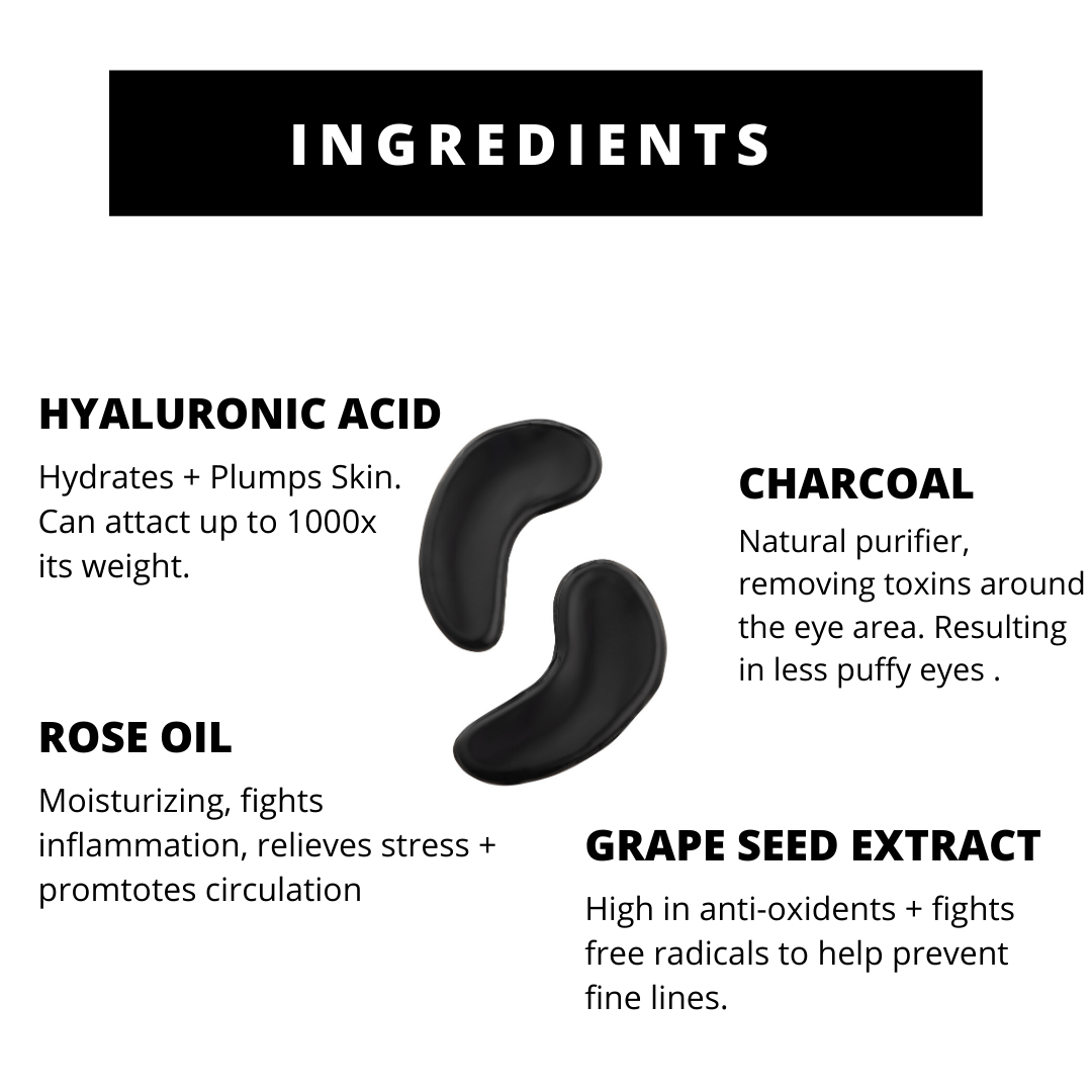 PURE SOL. Beauty  Wake Up Hydrogel Eye Mask Charcoal  + Hyaluronic