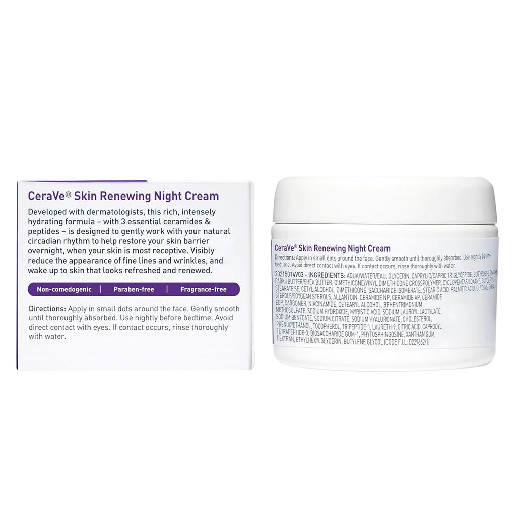 CeraVe Skin Renewing Night Cream, Peptide Complex, Hyaluronic Acid &