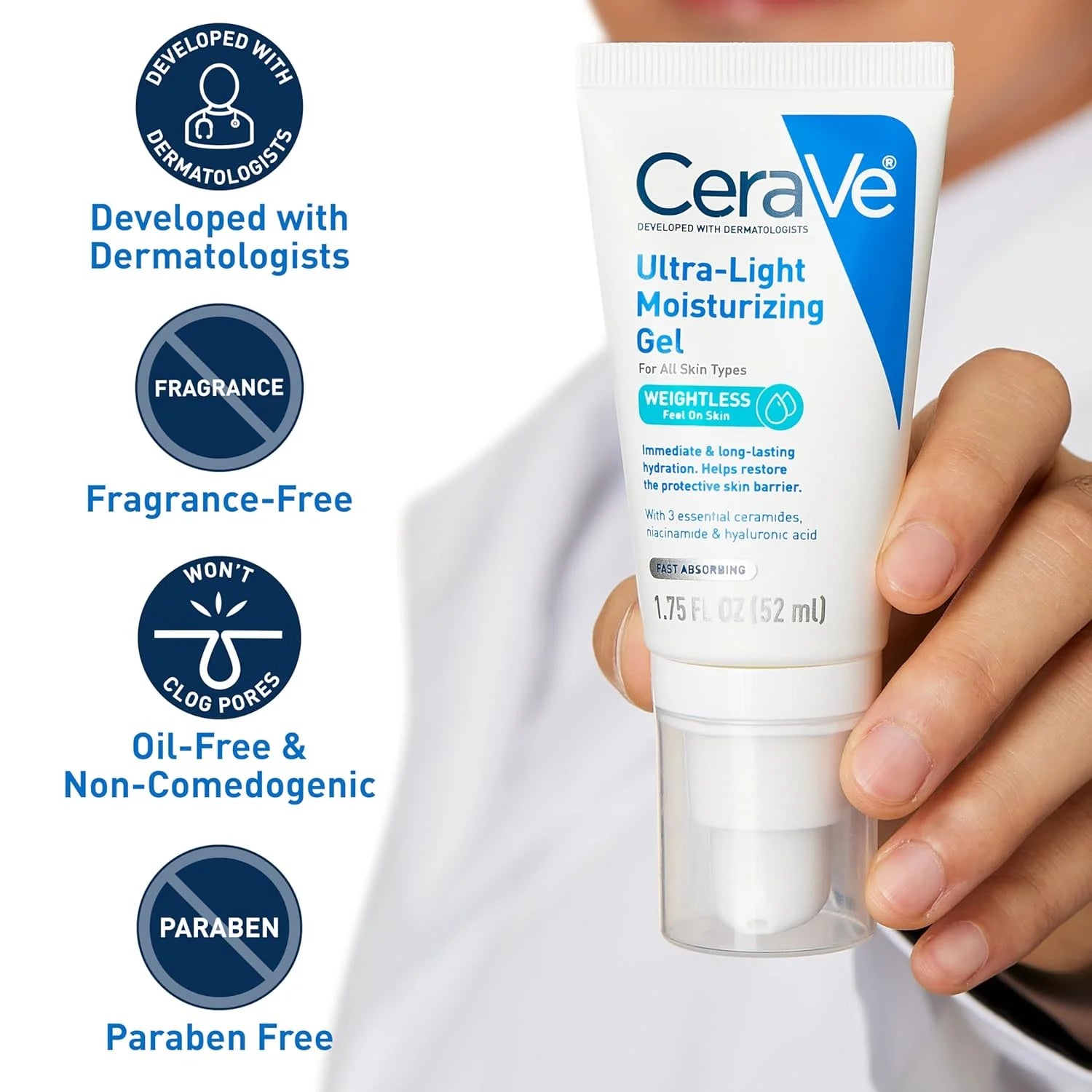 CeraVe Ultra-Light Hydrating Face Moisturizer Gel With Ceramides