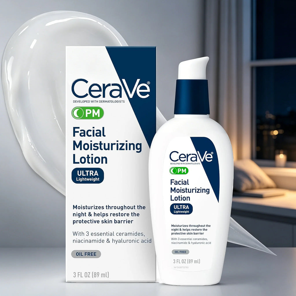 CeraVe PM Facial Moisturizing Lotion with Hyaluronic Acid &