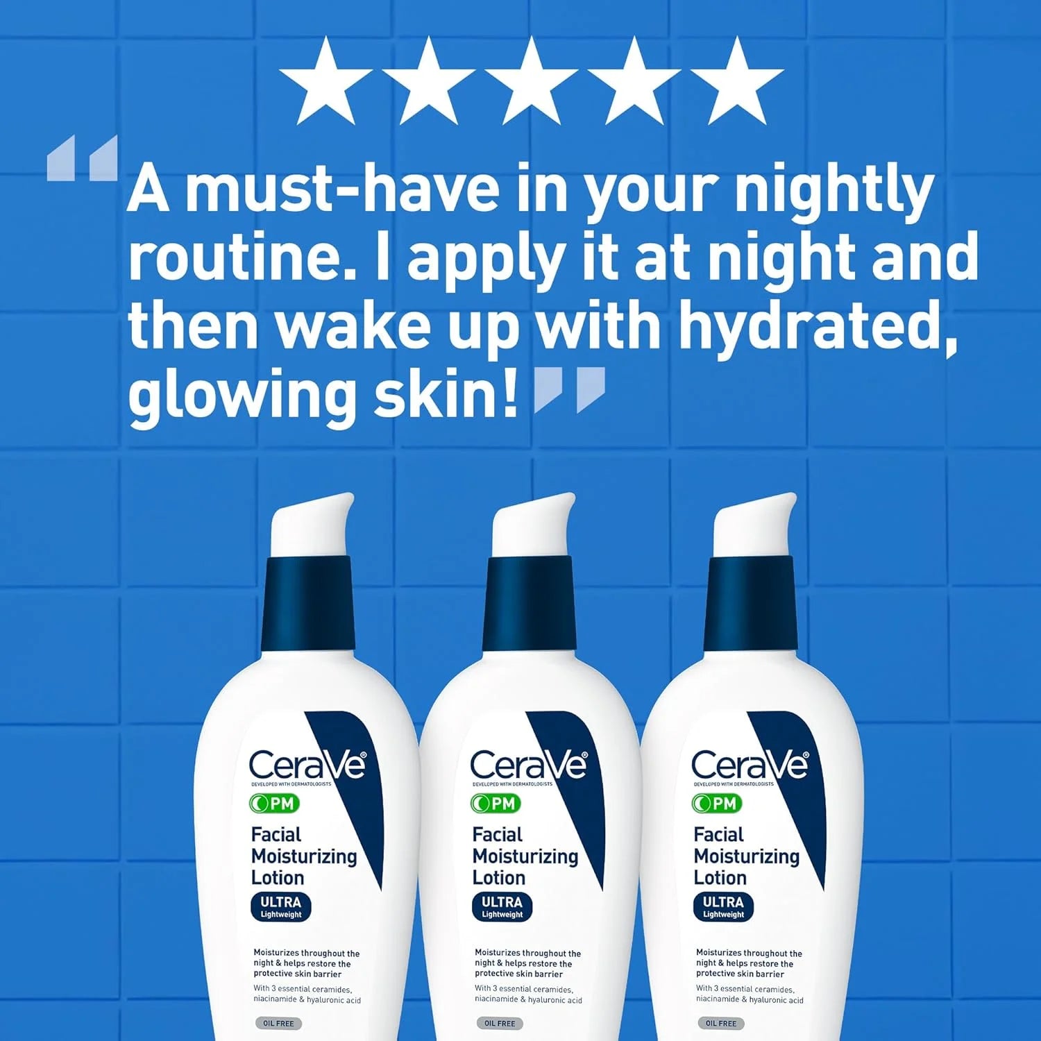 CeraVe PM Facial Moisturizing Lotion with Hyaluronic Acid &