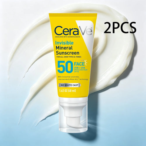 CeraVe Invisible Mineral Sunscreen SPF 50, Face for Sensitive Skin,