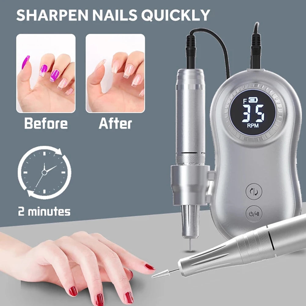 35000 RPM Electric Nail Polish Drill Mini 2 in 1 Electric Nail File