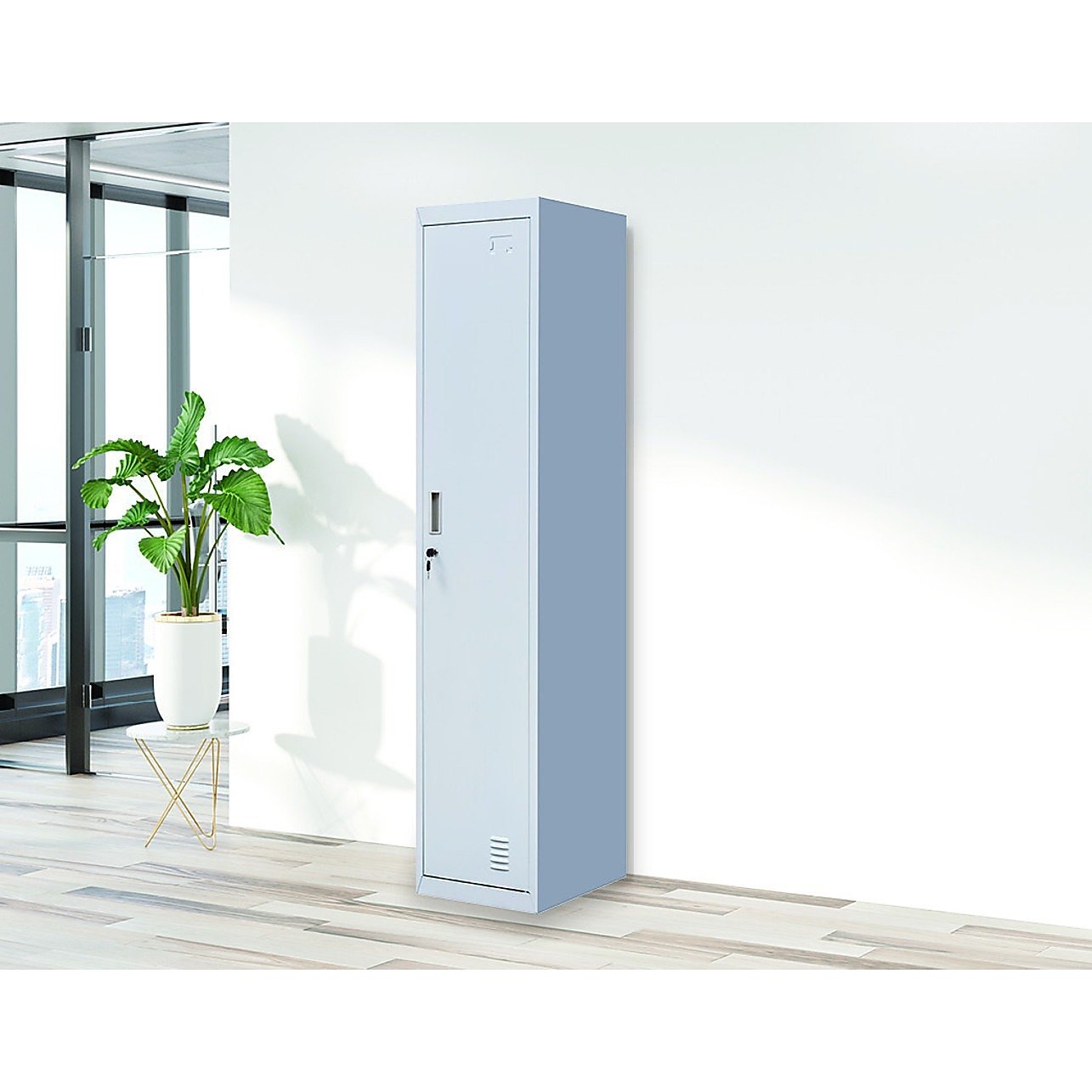 Grey One-Door Office Gym Shed Clothing Locker Cabinet - Standard Lock