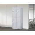Grey Four-Door Office Gym Shed Storage Locker- Padlock-operated