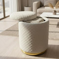 Round Storage Ottoman Gold Base Stool