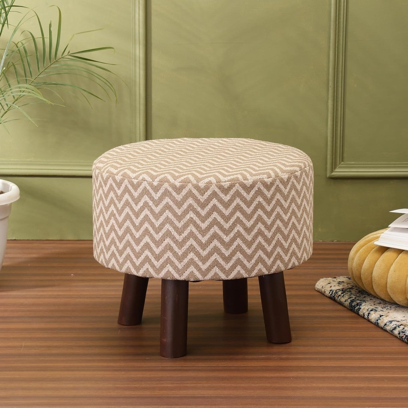 Jacquard Ottoman Footrest Stool Decor
