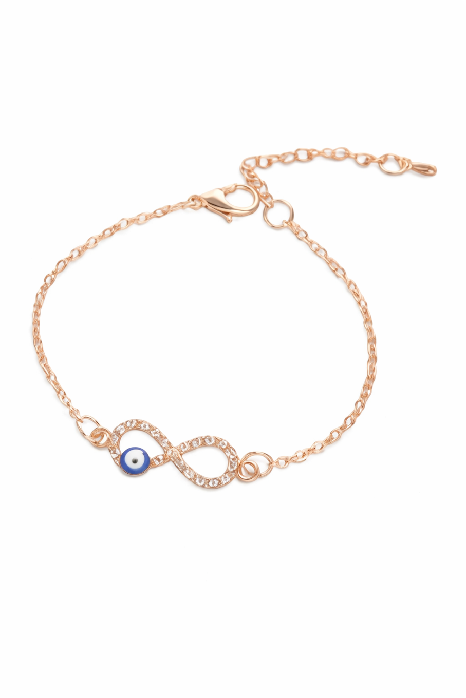 Rose Gold Infinity Evil Eye Chain Bracelet