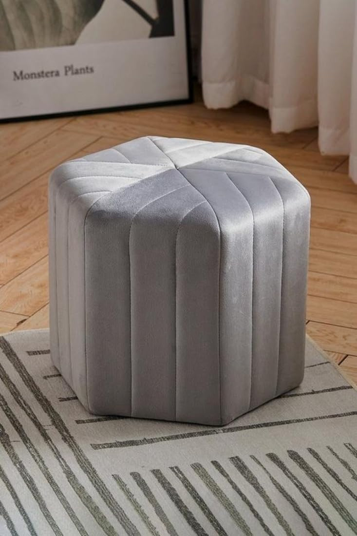 Velvet Ottoman Pouffe Stool Set of 2