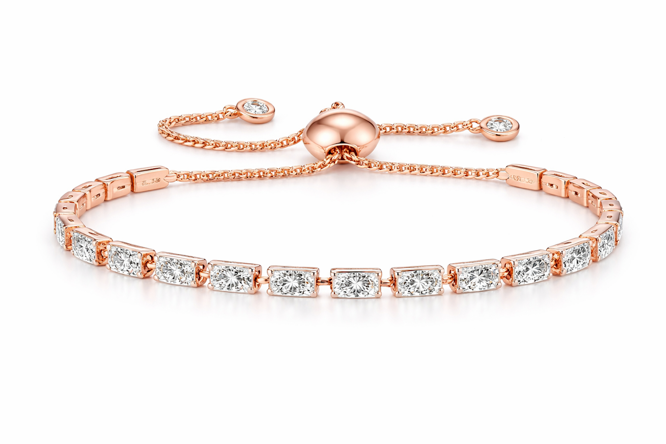 Rose Gold Rectangle Crystal Bolo Bracelet