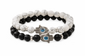 Black and White Marble Hamsa Bracelet Set