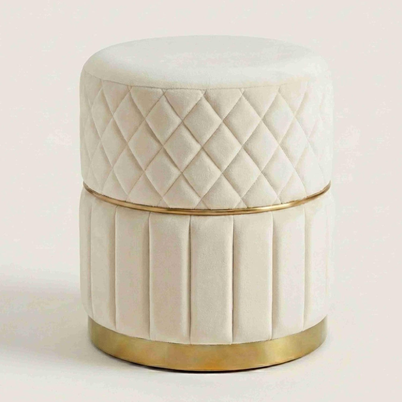 Velvet Pouffe Ottoman Diamond Stool