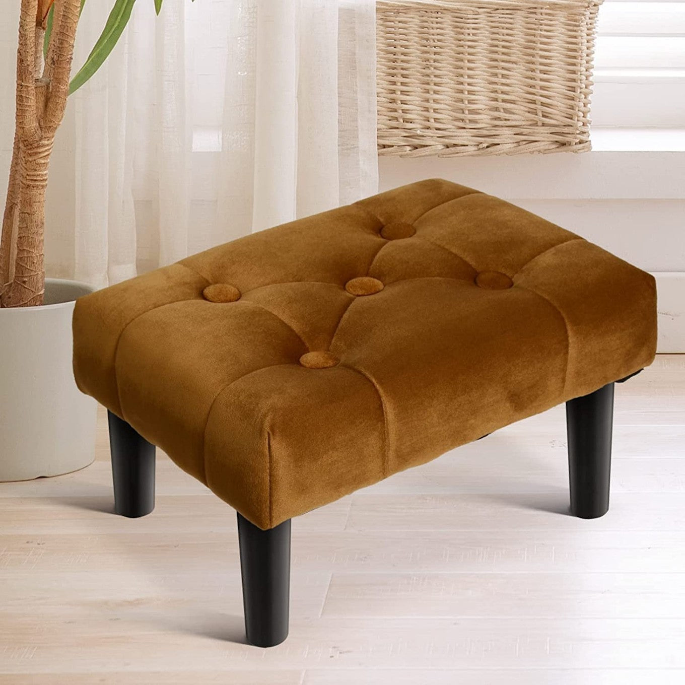 Rectangle Velvet Ottoman Footrest