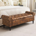Leather Storage Ottoman Bench Brown