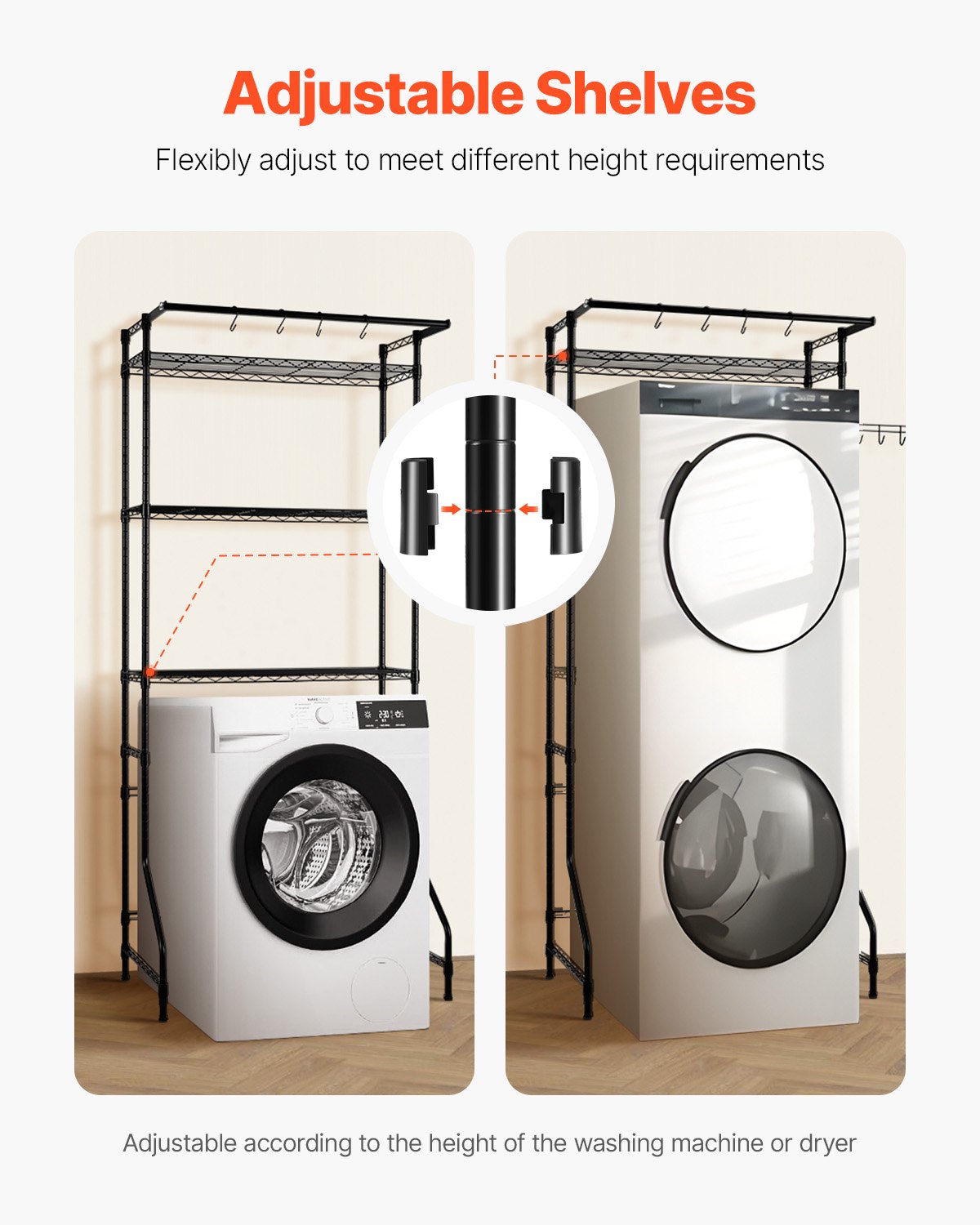 Over Washer and Dryer Storage Shelf, 3 Tiers Laundry Room Drying Rack